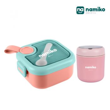 [Baby SET A] Namiko กล่องอาหารเบนโตะพร้อมถ้วยซุปสเตนเลส - Pink