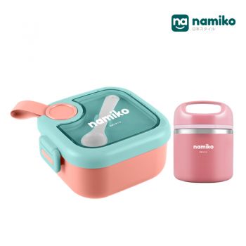 [Baby SET B] Namiko กล่องอาหารเบนโตะพร้อมกระติกสเตนเลส- Pink