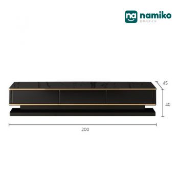 Namiko Luxury black ชั้นวางทีวีพร้อมลิ้นชักท็อปกระจก รุ่น #8017 - tempered glass