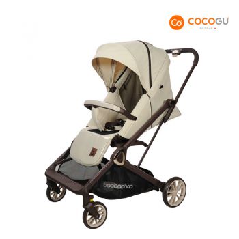 COCOGU รถเข็นเด็กปรับหมุนที่นั่งได้ ปรับนั่ง/เอน/นอนได้ถึง 3 ระดับ พร้อมหลังคาผ้าคลุมกัน UV รุ่น CK2 - light brown