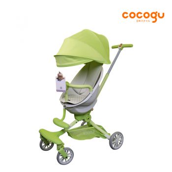 COCOGU รถเข็นเด็กปรับหมุนที่นั่งได้ พร้อมปรับเอนได้ถึง 5 ระดับ รุ่น V18 – green