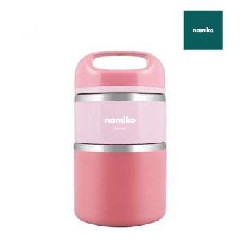Namiko กระติกสเตนเลสใส่อาหารเก็บอุณหภูมิฝาหิ้ว 2 ชั้น 930 ml. รุ่น #6532 - Dark Pink