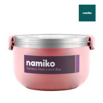 Namiko กล่องอาหารสเตนเลสสไตล์เกาหลี 1000 ml. รุ่น  #6549 - Dark Pink