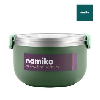 Namiko กล่องอาหารสเตนเลสสไตล์เกาหลี 1000 ml. รุ่น  #6549 - Dark Green