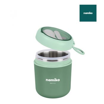 Namiko ถ้วยซุปสเตนเลสเก็บอุณหภูมิ พร้อมช้อน 530 ml. รุ่น #6713 - Green