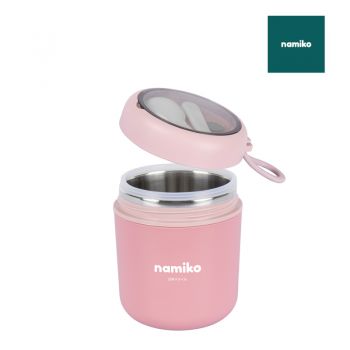 Namiko ถ้วยซุปสเตนเลสเก็บอุณหภูมิ พร้อมช้อน 530 ml. รุ่น #6713 - Pink