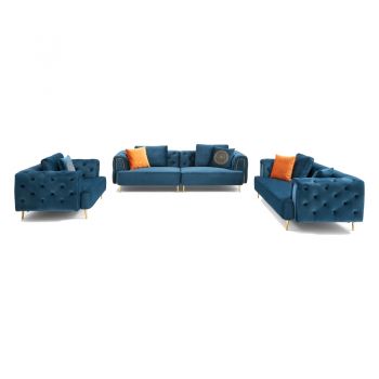 [Pre-Order 30Day] Namiko x Linsy Modern Set โซฟา Sectionals ผ้ากำมะหยี่ - Space Blue