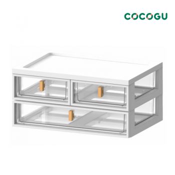 COCOGU ลิ้นชักเก็บของบนโต๊ะทำงานทรงยาว 2 ชั้น รุ่น 2361E - transparent