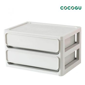 COCOGU ลิ้นชักเก็บของขนาดเล็กแบบตั้งโต๊ะ 2 ชั้น 