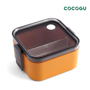 [เข้าไมโครเวฟได้] COCOGU กล่องอาหารสี่เหลี่ยม 850ml รุ่น 6697 - orange