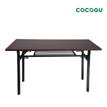 COCOGU โต๊ะพับเอนกประสงค์ท็อปไม้ มีชั้นวางของ -  walnut