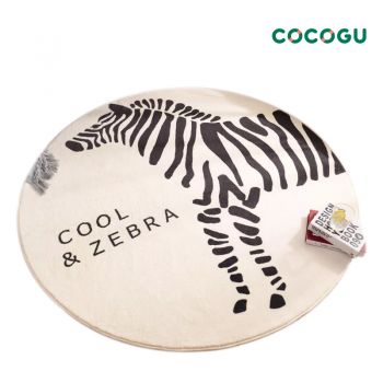 COCOGU พรมปูพื้นทรงกลม ขนนุ่ม ขนาด 120*120 cm - zebra