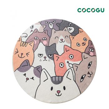COCOGU พรมปูพื้นทรงกลม ขนนุ่ม ขนาด 120*120 cm - cats