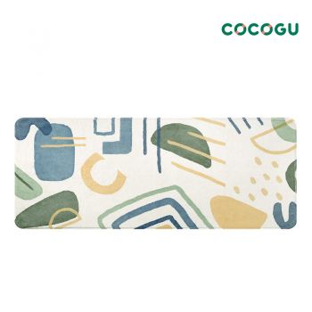 COCOGU พรมปูพื้นทรงยาว ขนนุ่ม ขนาด 40*120 cm - green geometry