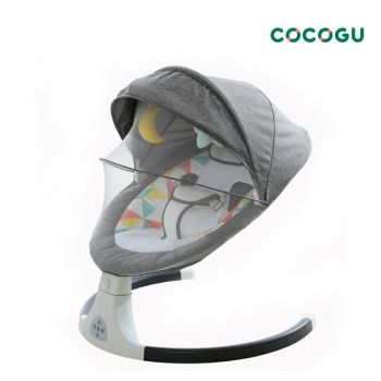 COCOGU เปลไกวไฟฟ้าอัตโนมัติพร้อมมุ้งกันยุง และรีโมทคอนโทรล ปรับความเร็วได้ 3 ระดับ เชื่อมต่อบลูทูธได้ - Gray