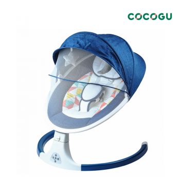 COCOGU เปลไกวไฟฟ้าอัตโนมัติพร้อมมุ้งกันยุง และรีโมทคอนโทรล ปรับความเร็วได้ 3 ระดับ เชื่อมต่อบลูทูธได้ - Blue