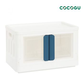 COCOGU กล่องเก็บของแบบพับได้ 2 ประตู ขนาด 32 L - white and blue
