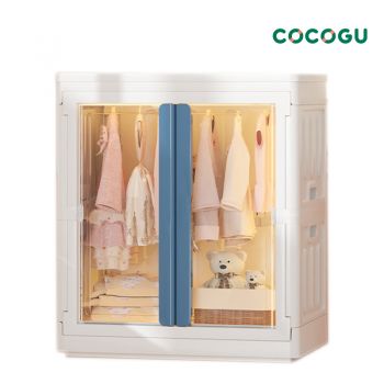 COCOGU ตู้เสื้อผ้าขนาดเล็กสไลด์ข้าง - white and blue