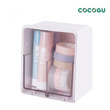 COCOGU  กล่องเก็บสําลีแบบ 2 ช่อง - white