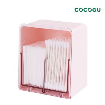 COCOGU  กล่องเก็บสําลีแบบ 2 ช่อง - pink