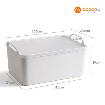 COCOGU กล่องเก็บของอเนกประสงค์พร้อมฝาปิด (ตื้น) size L รุ่น S0452 - white