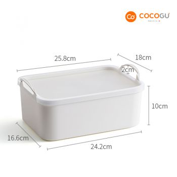 COCOGU กล่องเก็บของอเนกประสงค์พร้อมฝาปิด (ตื้น) size S รุ่น S0450 - white