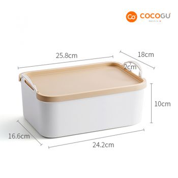 COCOGU กล่องเก็บของอเนกประสงค์พร้อมฝาปิด (ตื้น) size S รุ่น S0450 - brown