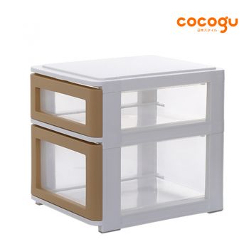 COCOGU ลิ้นชักเก็บของอเนกประสงค์ 2 ชั้น size M รุ่น S0458 - white cream