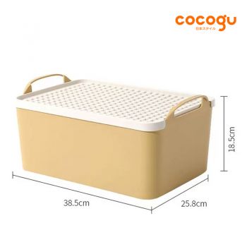 COCOGU กล่องเก็บของเล่นพร้อมฝาปิดฐานเลโก้ size M รุ่น S0497 - white and yellow