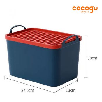 COCOGU กล่องเก็บของเล่นพร้อมฝาปิดฐานเลโก้ size S รุ่น S0496 - blue and red