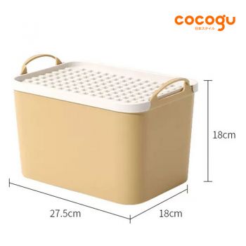 COCOGU กล่องเก็บของเล่นพร้อมฝาปิดฐานเลโก้ size S รุ่น S0496 - white and yellow