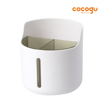 COCOGU กล่องเก็บปากกาทรงกลม รุ่น S0508 - white and brown