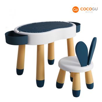 COCOGU ชุดโต๊ะและเก้าอี้สำหรับเด็ก rabbit รุ่น S0394 - blue