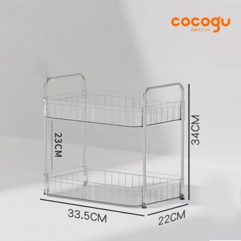 COCOGU ชั้นวางแก้วน้ำ 2 ชั้น พร้อมตะแกรงระบายน้ำ รุ่น CX-3318A - transparent