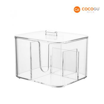 COCOGU กล่องเก็บสำลีเก็บของบนโต๊ะเครื่องแป้ง รุ่น A0270 - transparent