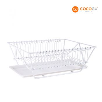 COCOGU ที่คว่ำจาน วางของในครัว พร้อมถาดรองน้ำ รุ่น A0182 - white