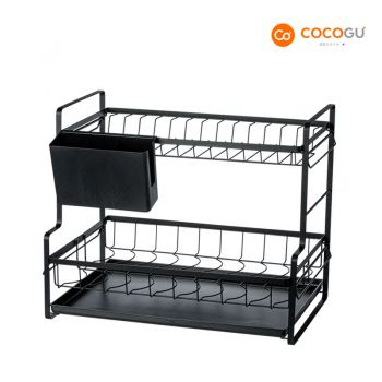 COCOGU ชั้นคว่ำจานและถ้วย 2 ชั้น สามารถถอดออกได้ รุ่น A0597 - black