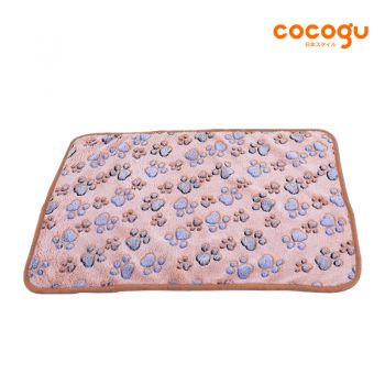 COCOGU ผ้าห่มและผ้าคลุมสัตว์เลี้ยง ลายอุ้งเท้า Size L  - brown