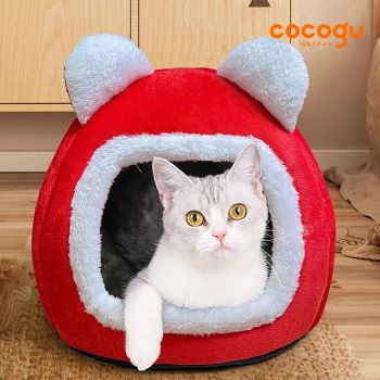 COCOGU บ้านสัตว์เลี้ยง พร้อมเบาะนอนในตัว - Red