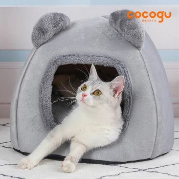 COCOGU บ้านสัตว์เลี้ยง พร้อมเบาะนอนในตัว - gray