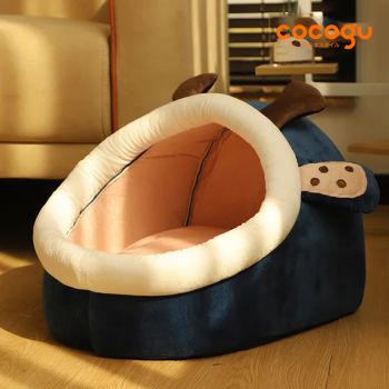 COCOGU บ้านสัตว์เลี้ยง พร้อมเบาะนอนในตัว - blue