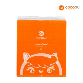 COCOGU กระดาษทิชชู่เช็ดหน้า ไม่มีสารเจือปน ใช้ได้ทั้งเด็กและสตรี หนาพิเศษ 4 ชั้น 360 แผ่น (แพ็ค 10 ห่อ)
