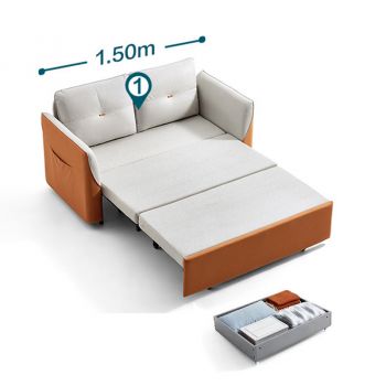 Namiko Sofa Bed 3in1  โซฟาเบด สไตล์ญี่ปุ่น 1.5 เมตร พร้อมช่องเก็บของ รุ่น LS237ZHG021015 - Phantom  Orange