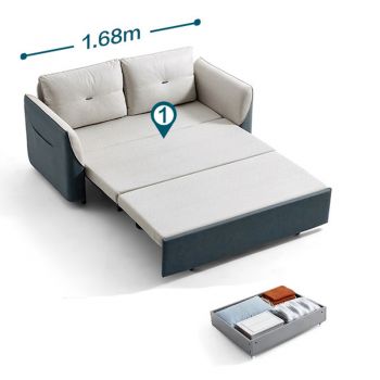 Namiko Sofa Bed 3in1  โซฟาเบด สไตล์ญี่ปุ่น 1.5 เมตร พร้อมช่องเก็บของ รุ่น LS237ZHG021013 - star sea blue