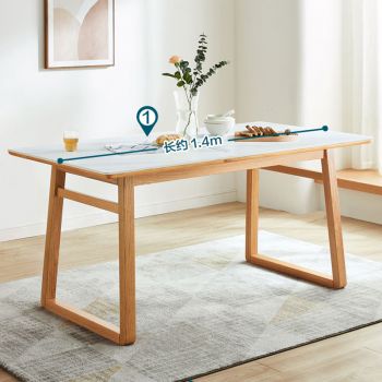 Namiko x Linsy โต๊ะอาหารไม้โอ๊ก ขนาด 1.4 เมตร - Calacatta white